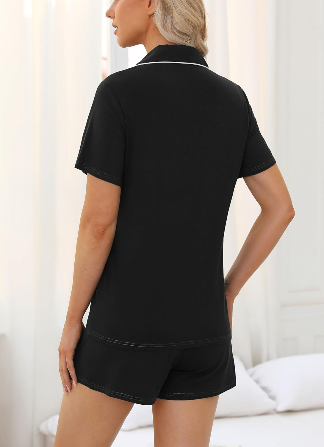 Womens Pajamas Set Short Sleeve Button down Sleepwear 2 Piece Pjs