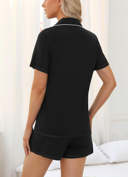 Womens Pajamas Set Short Sleeve Button down Sleepwear 2 Piece Pjs